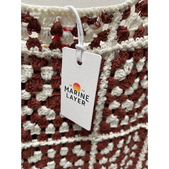 MARINE LAYER CELESTE CROCHET SQUARE RETRO 70S UNLINED
MINI DRESS Size S NWT - Picture 2 of 9